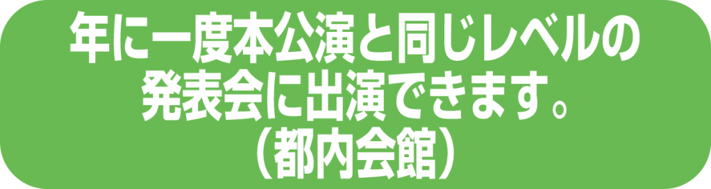 年に一度本公演と同じレベルの発表会に出演できます。(都内会館)